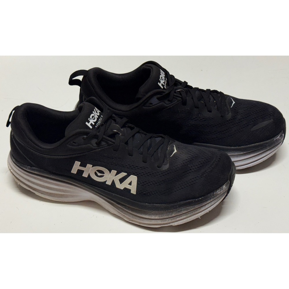 Hoka Bondi 8 Mens Running Shoes Black White 1123202 BWHT Size 14D